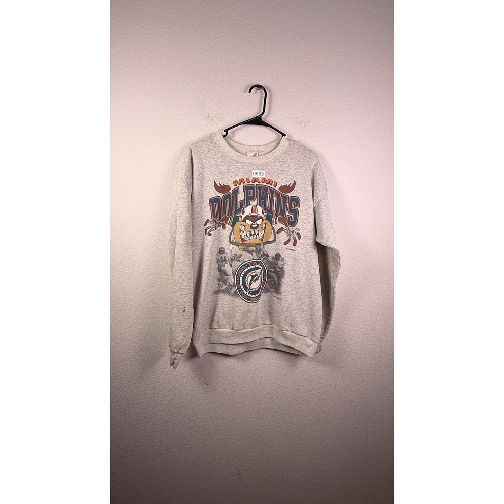Vintage Miami Dolphins Sweatshirt Mens XL Gray NFL Football Taz Artex 90s